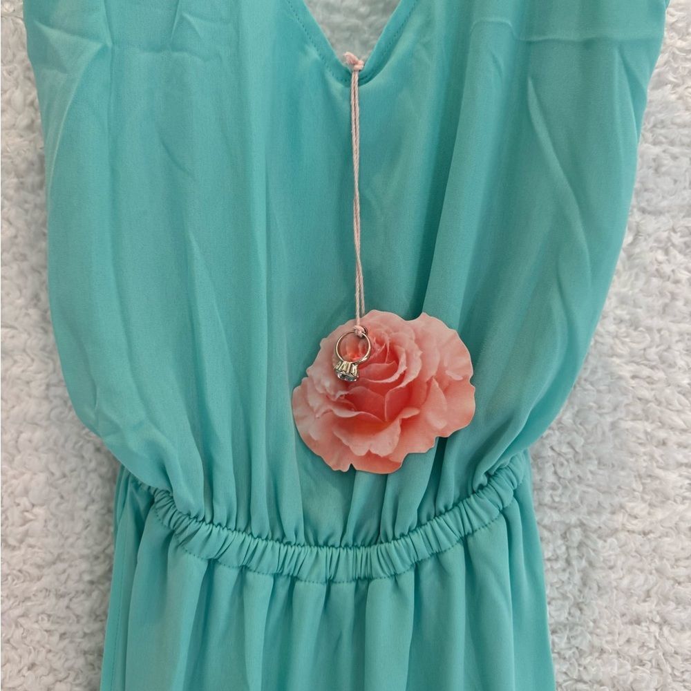 Kendall Elegant Aqua Sleeveless Maxi Dress split front wedding beach bridesmaid - Picture 6 of 10